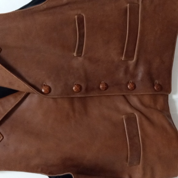 Tribe America Leather Vest Mens Brown Hand Made in USA - Picture 3 of 5